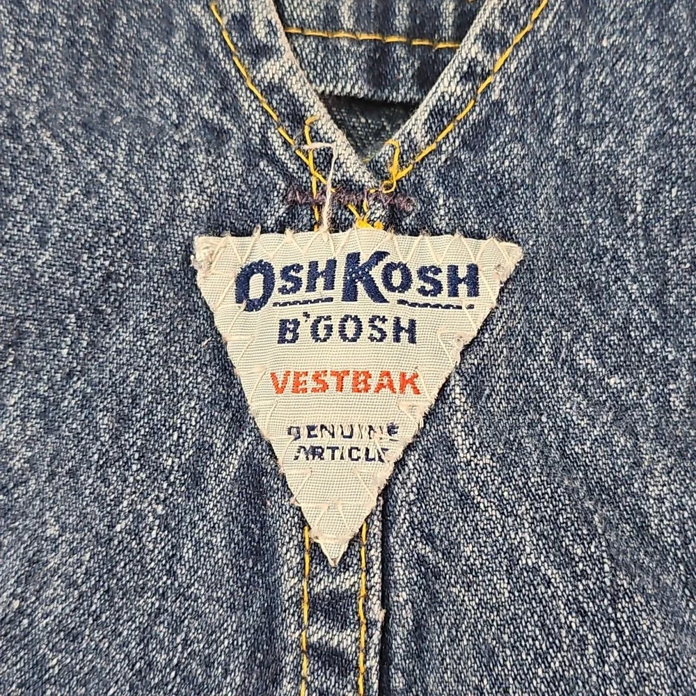 VTG OshKosh Bgosh Vestbak Denim Overalls 3T Blue Made in USA 80s 90s Bibs
